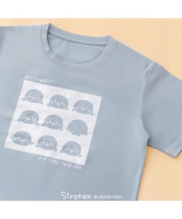Mother garden しろたん Ｔシャツ 半袖 《いろんなおかお》 ユニセックス ブルーグレー色