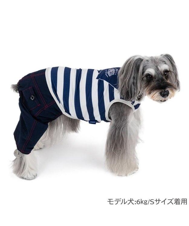 PET PARADISE J.PRESS エコメイドパンツつなぎ 小型犬 ホワイト×ネイビー