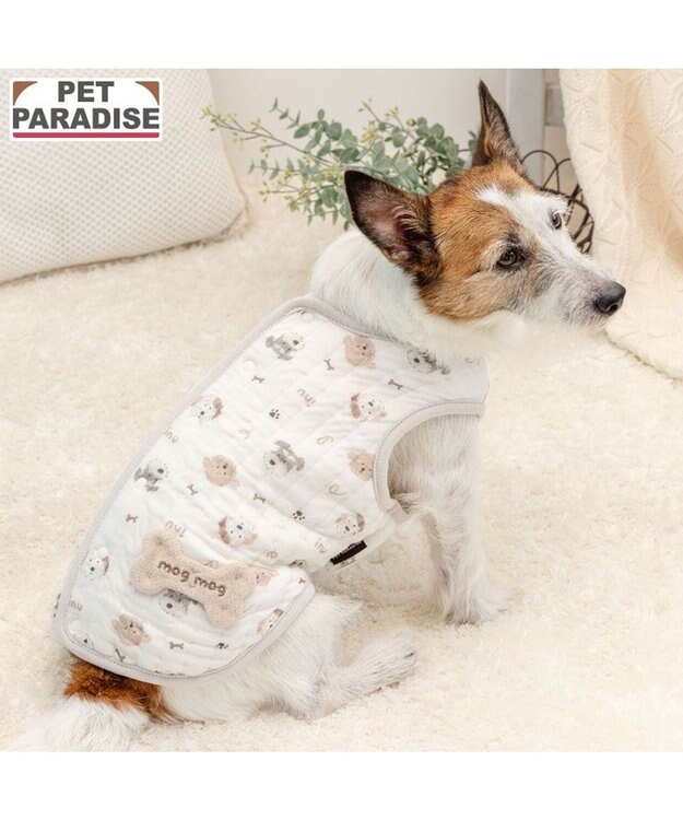 PET PARADISE ペットパラダイス ふわりと キルトベスト 《いぬ柄》 超小型犬 小型犬 ホワイト