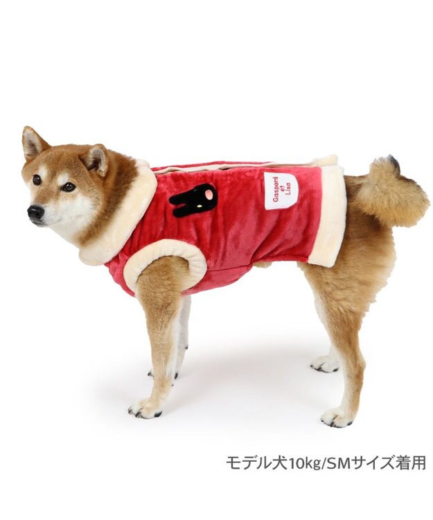 PET PARADISE リサとガスパール 背中開き もこふわ ベスト 中型犬 赤