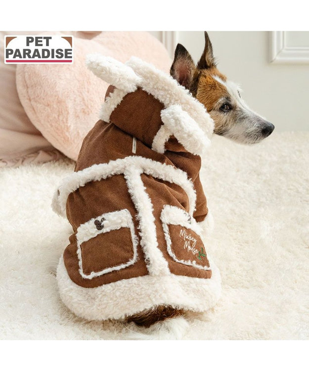 PET PARADISE ディズニー ミッキーマウス カントリーコート 小型犬 ブラウン