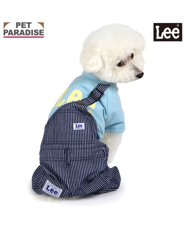 PET PARADISE Lee ワンショルダー パンツつなぎ 《ヒッコリー》 小型犬 ライトブルー