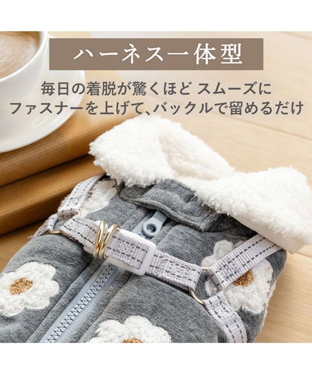 PET PARADISE ペットパラダイス アウターハーネス 《お花》 小型犬 グレー