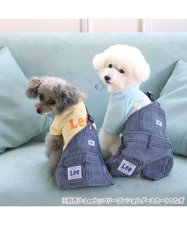 PET PARADISE Lee ワンショルダー パンツつなぎ 《ヒッコリー》 小型犬 ライトブルー