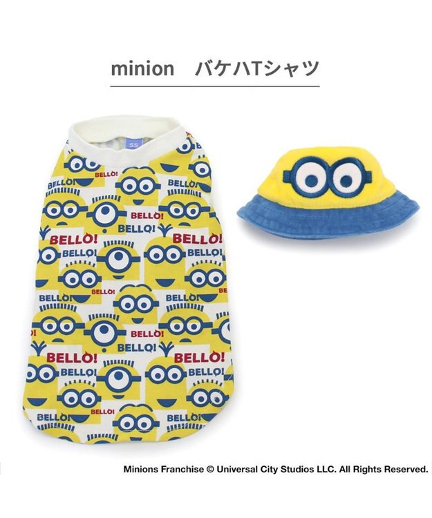 PET PARADISE ミニオン ボブ バケットハット付き Tシャツ 小型犬 イエロー