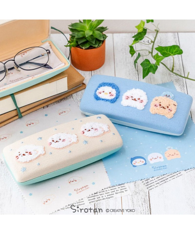 Mother garden しろたん クロス付 サガラ刺繍 眼鏡ケース 《しろたん》 単品 しろたん