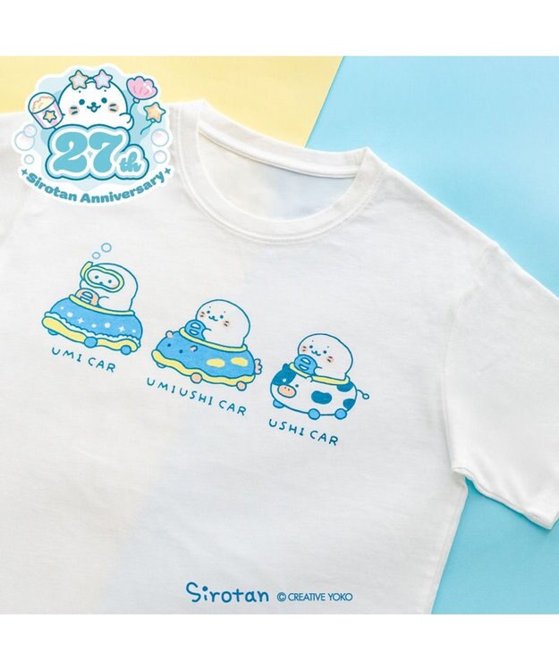 Mother garden しろたん 半袖 Ｔシャツ 《ウミウシ＆イカー》 ユニセックス ホワイト
