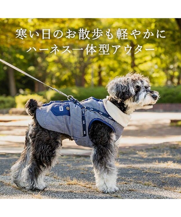PET PARADISE Lee アウターハーネス 《ヒッコリー》 小型犬 ネイビー×ホワイト