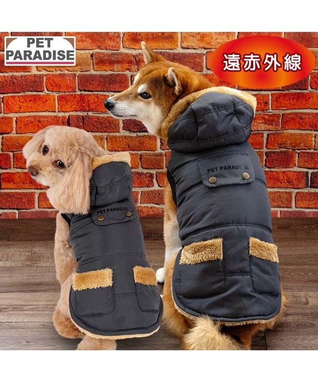 PET PARADISE ペットパラダイス 防寒フード付コート 中型犬 大型犬 ブラック