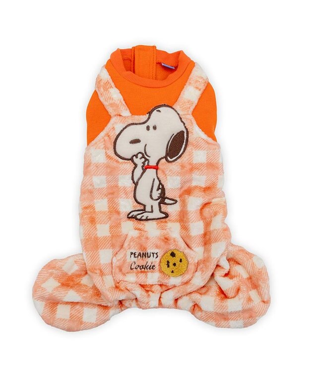 PET PARADISE スヌーピー ボア サロペット 《 クッキー柄 》 小型犬 レッド