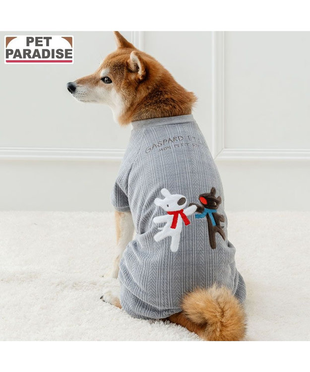 PET PARADISE リサとガスパール ニット風 ロンパース 中型犬 グレー