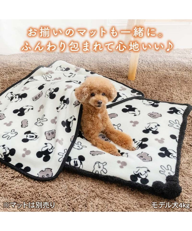 PET PARADISE ディズニー ミッキーマウス 白黒 ボア ブランケット ホワイト