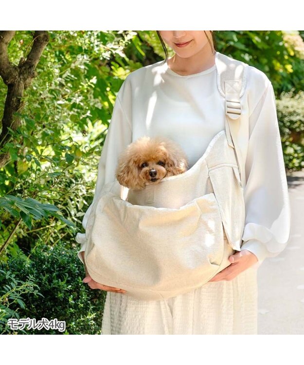 PET PARADISE ペットパラダイス ナチュラル リネンコットン スリング  M 小型犬 ライトベージュ