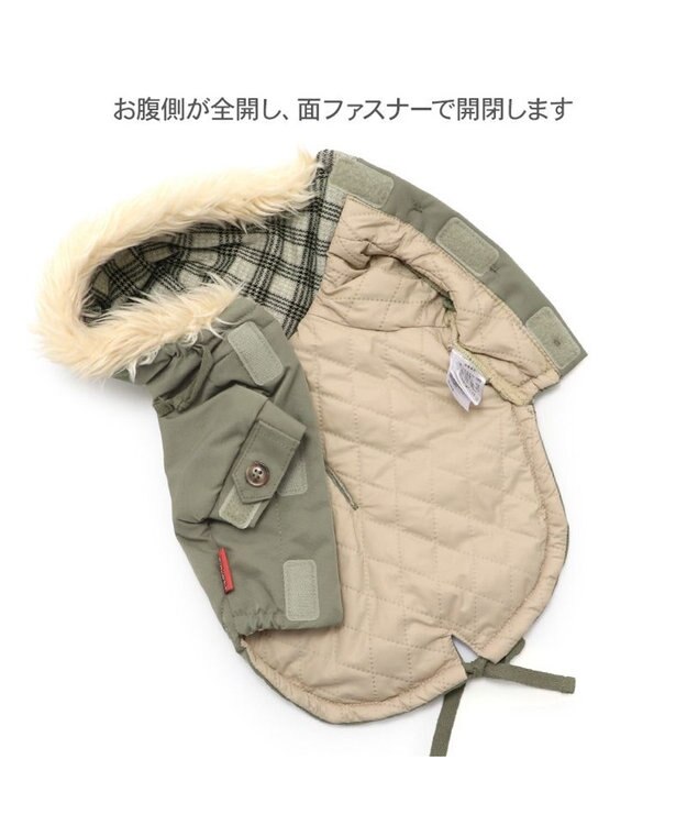 PET PARADISE スヌーピー 遠赤外線 暖ダン モッズコート 小型犬 カーキ