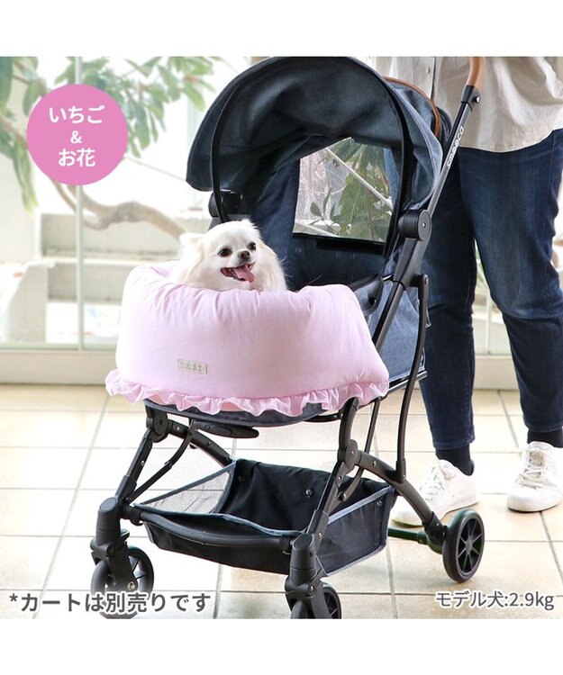 PET PARADISE ペットパラダイス クール カートクッション  《いちご＆お花柄》 いちご＆お花