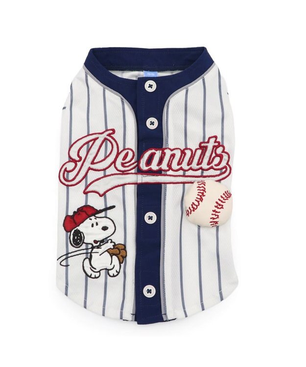 PET PARADISE スヌーピー ベースボールＴシャツ 小型犬 ホワイト×ネイビー