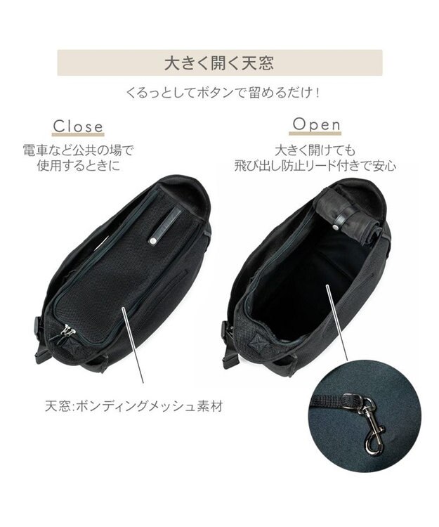 PET PARADISE スヌーピー ジョークール メッシュスリング Ｍ 小型犬 約4~8kg ブラック
