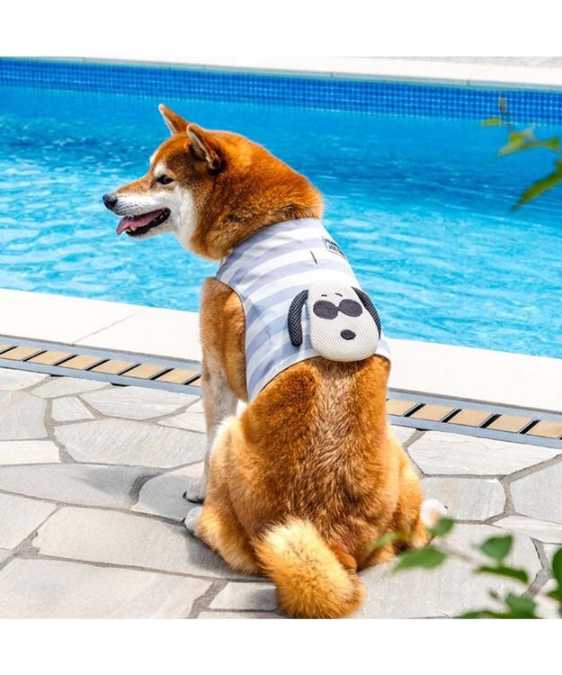 PET PARADISE スヌーピー クールベスト 《ジョークール》 中型犬 大型犬 ホワイト×グレー