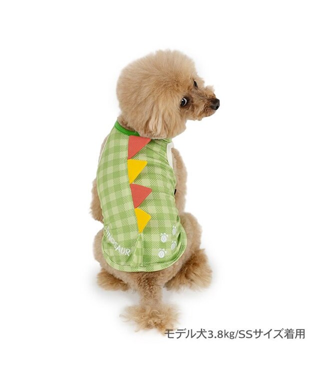 PET PARADISE ペットパラダイス エコメイド タンクトップ 《ポップな恐竜》 小型犬 ライトグリーン