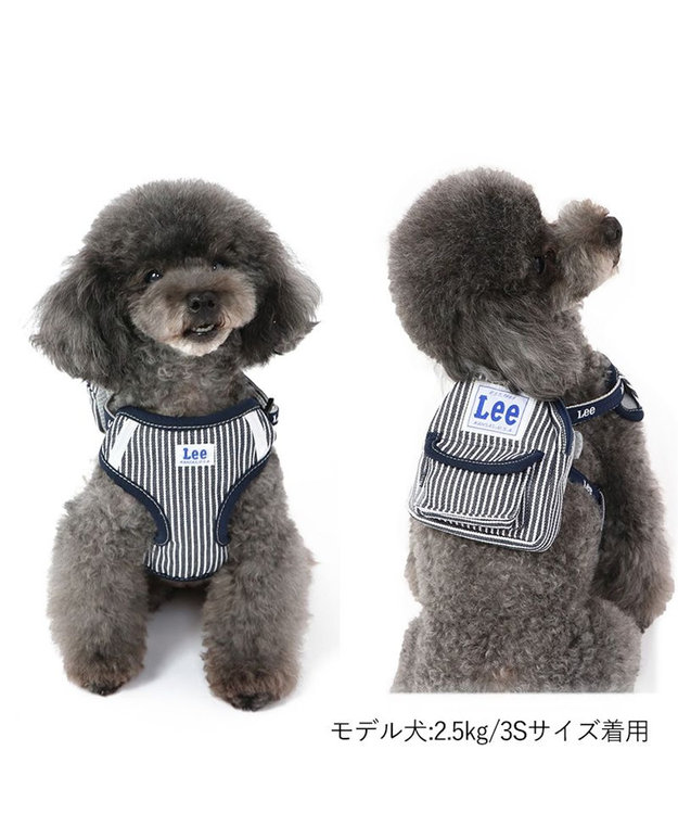 PET PARADISE Ｌｅｅ ヒッコリーリュック付きハーネス 【３Ｓ】 紺（ネイビー・インディゴ）