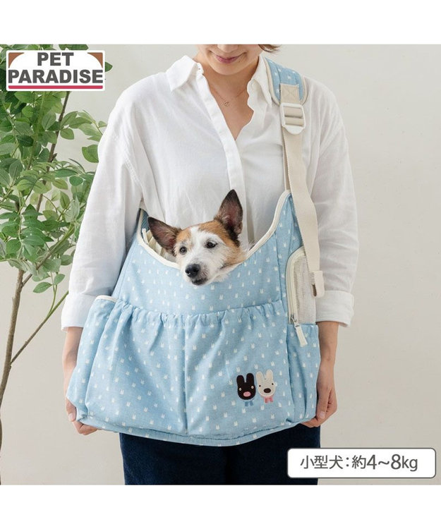 PET PARADISE リサとガスパール 刺繍 スリングバッグ Ｍ ブルー