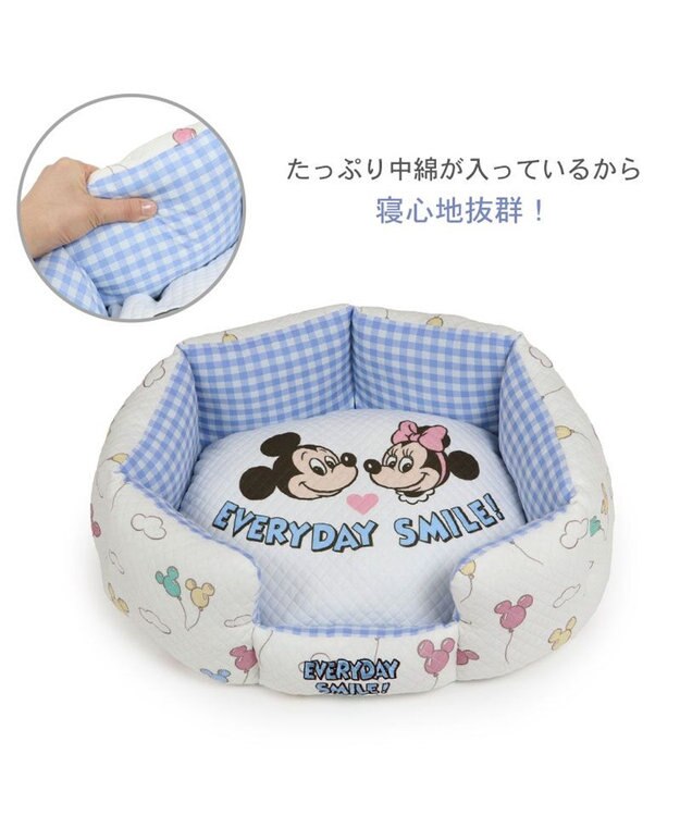 PET PARADISE ディズニー ミッキーマウス カドラー 《風船柄》Ｓ 50×38cm ホワイト×ブルー