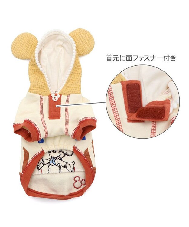 PET PARADISE ディズニー ミッキーマウス エプロン パーカー 小型犬 ホワイト×レッド