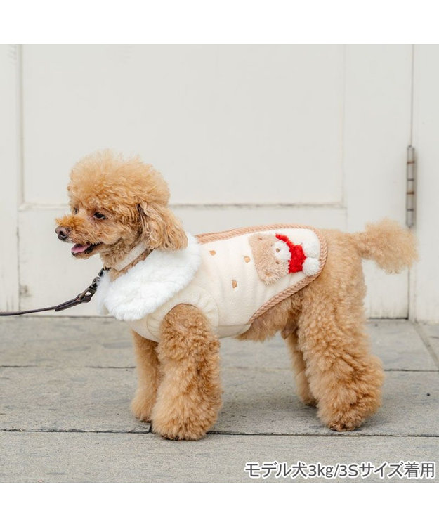 PET PARADISE ペットパラダイス くまちゃん 背中開き ベスト 《あったかマフラー刺繍》小型犬 ホワイト