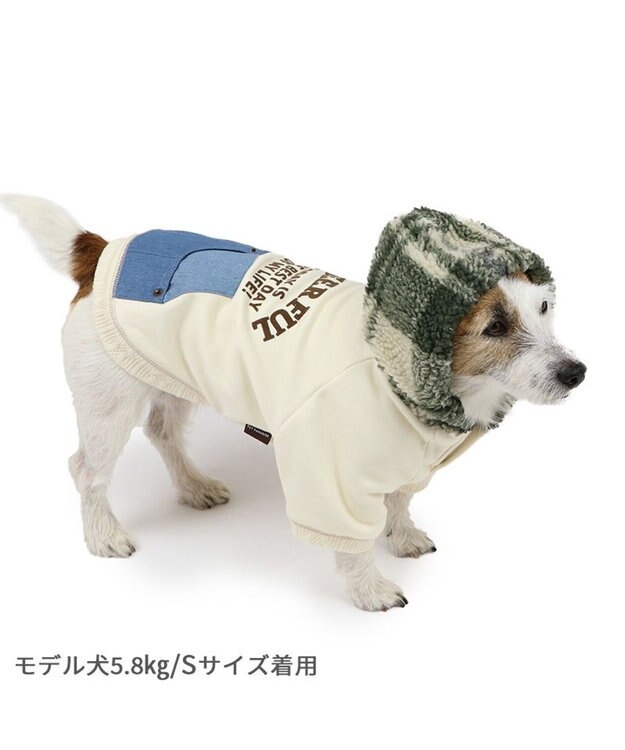 PET PARADISE ペットパラダイス ポケット付きトレーナー 《デニムチェック柄》 小型犬 ホワイト