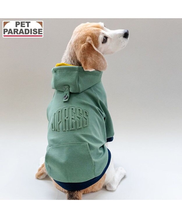 PET PARADISE J.PRESS エンボス ロゴパーカー 中型犬 大型犬 ライトカーキ