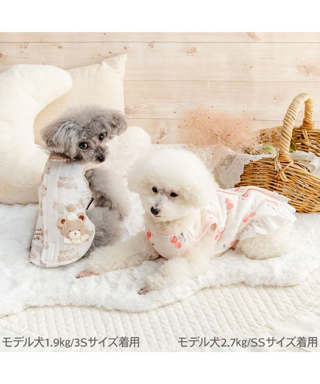 PET PARADISE ペットパラダイス くまちゃん 仲良し柄 ふわりとキルトベスト小型犬 ブラウン