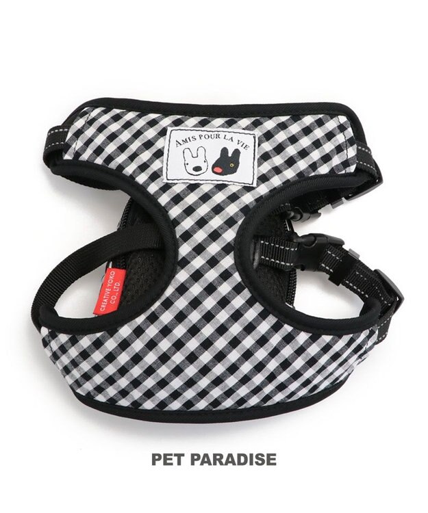 PET PARADISE リサとガスパール  リュック付きハーネス 《ギンガムチェック》 Ｓ 無彩色