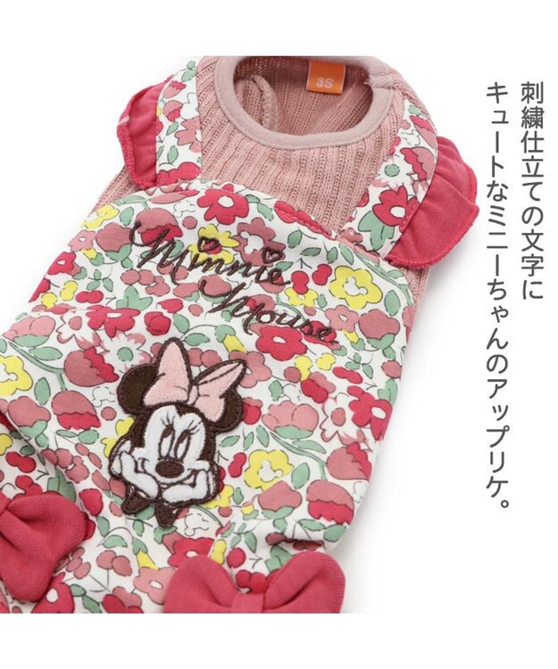PET PARADISE 犬の服 犬 服 秋冬 ディズニー ミニーマウス ロンパース 【小型犬】 花柄 赤