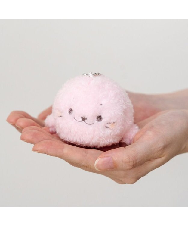 Mother garden しろたん ふわふわキーホルダー 《桃》 単品 ピンク