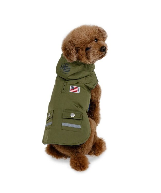PET PARADISE J.PRESS 撥水 フード付きベスト 小型犬 カーキ