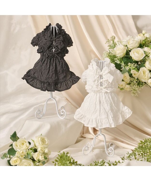 PET PARADISE cherircouture フリルリボン ワンピース 《ブラック》 小型犬 ブラック