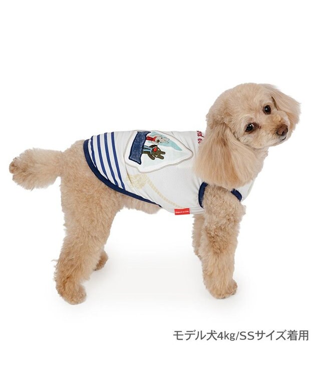 PET PARADISE リサとガスパール ポケットクール タンクトップ 《マリン柄》 小型犬 ホワイト×ネイビー