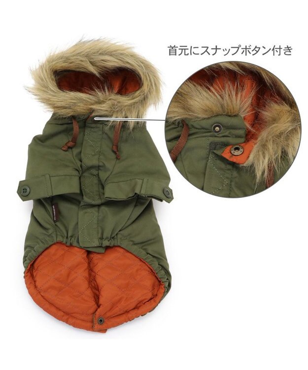 PET PARADISE ペットパラダイス 遠赤外線 モッズコート 小型犬 カーキ