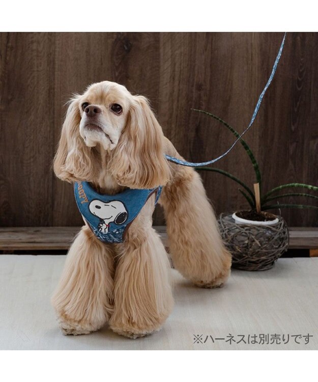 PET PARADISE スヌーピー リード 《デニム風》 Ｍ～Ｌ 大型犬 ネイビー