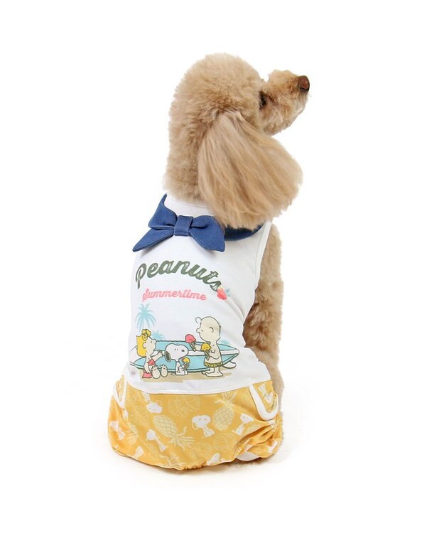 PET PARADISE スヌーピー エコメイド 天竺 パンツつなぎ  《 ビーチ柄 》 小型犬  ビーチ柄