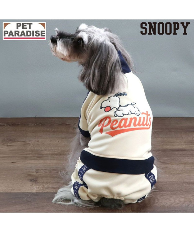 PET PARADISE スヌーピー トラック ロンパース 小型犬 ホワイト×ネイビー