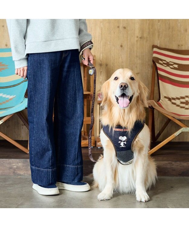 PET PARADISE スヌーピー ハーネス＆リード 《ワッペン柄》 ＳＭ 中型犬 ネイビー