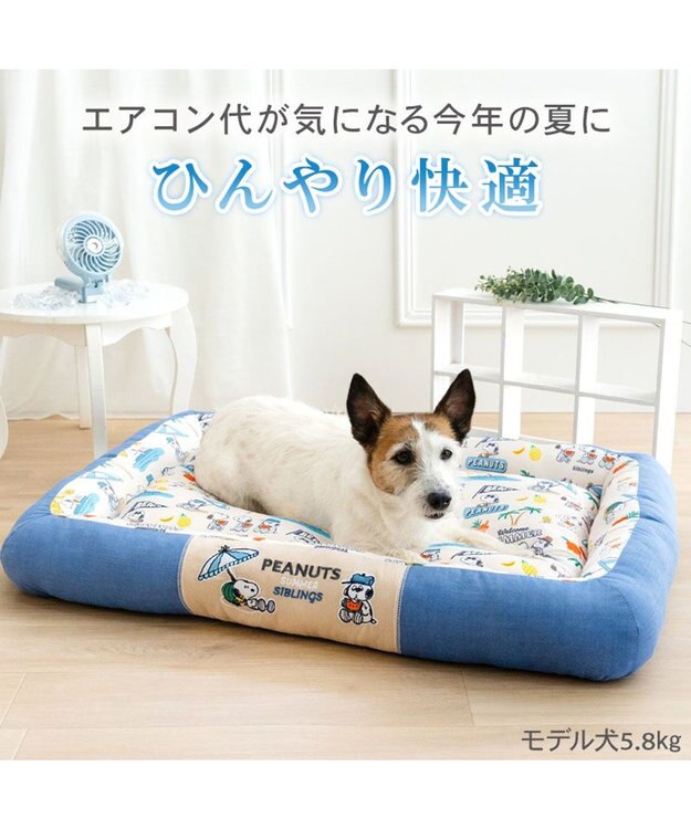 PET PARADISE スヌーピー クール 四角カドラー 《サマーバケーション柄》 Ｌ ホワイト×ブルー