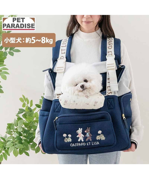 PET PARADISE リサとガスパール 優しい 抱っこハグリュックキャリーバッグ Ｌ 小型犬 ネイビー
