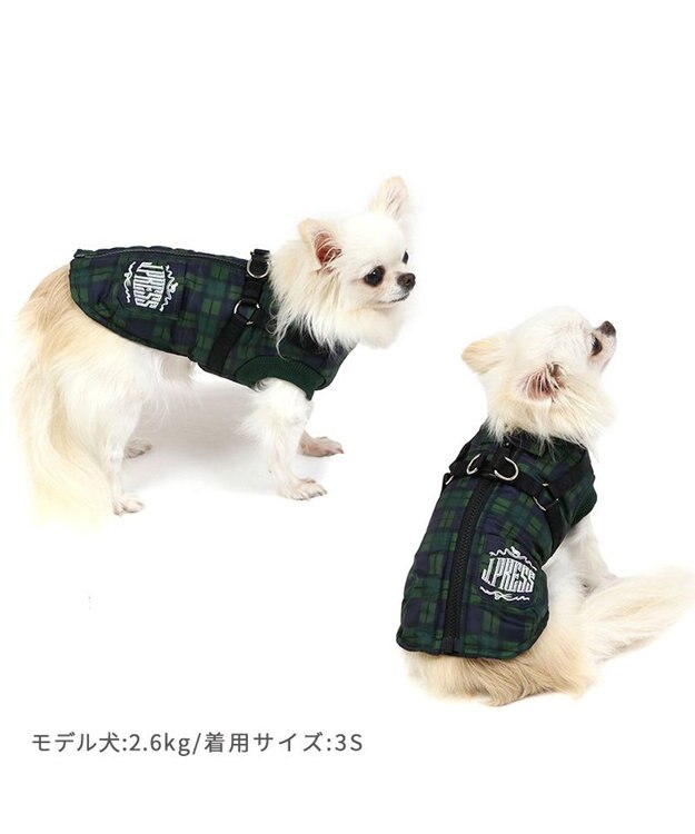 PET PARADISE J.PRESS アウター ハーネスベスト 《チェック柄》 小型犬 緑