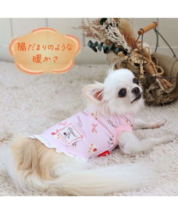 PET PARADISE ディズニー ミニーマウス  ペティヒート タンクトップ 苺 ケーキ柄 小型犬 ピンク（淡）