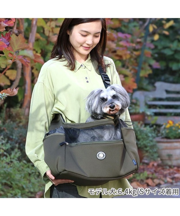 PET PARADISE J.PRESS スリング ショルダー キャリーバッグ 《カーキ》 小型犬 カーキ