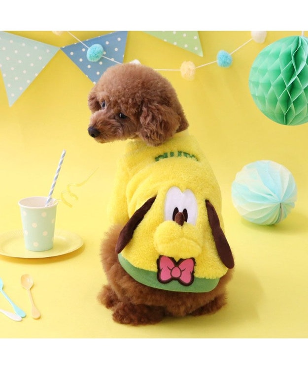 PET PARADISE ディズニー プルート もこもこ顔 トレーナー 小型犬 イエロー