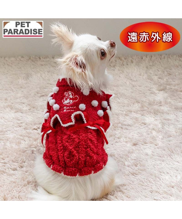 PET PARADISE ディズニー ミニーマウス リボン ニット 小型犬 レッド