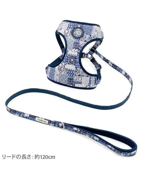 PET PARADISE J.PRESS ペイズリー ハーネス＆リード Ｓ 小型犬 ネイビー